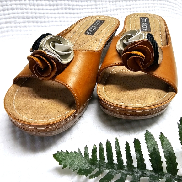 Peep Toe Wedge Slide-On Mule Sandals, Size 7.5 - Picture 7 of 16